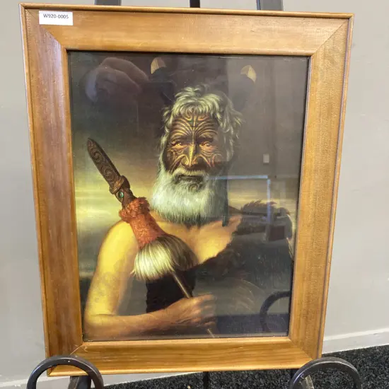 Framed Gottfried Lindauer Print of Chief Eruera Maihi Patuone 1874. 40 x 32cm